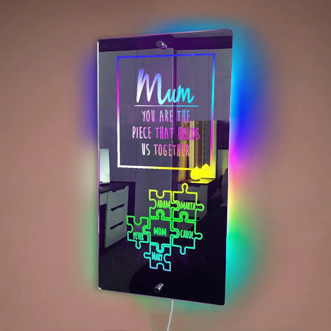 Custom Family Puzzle Mirror Light