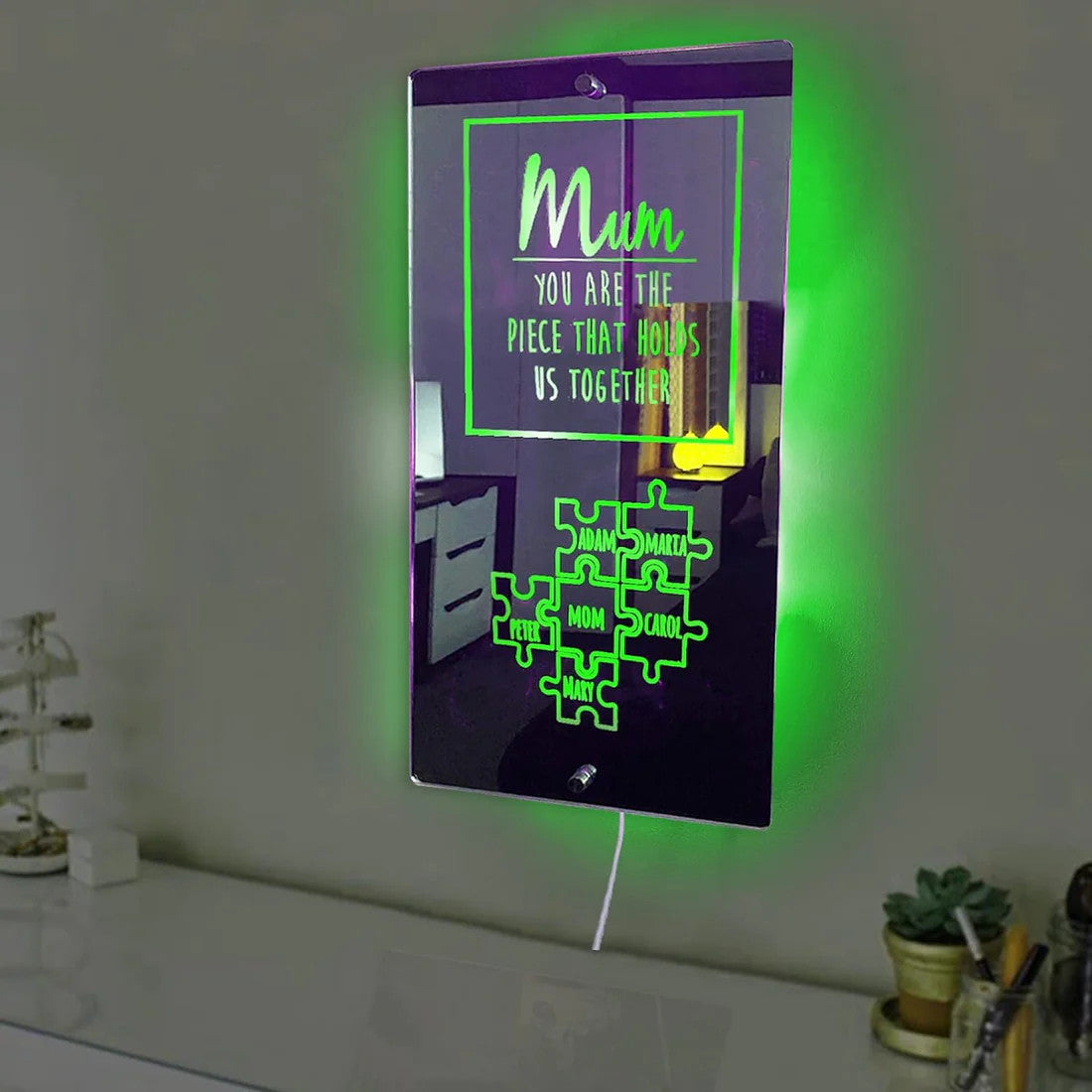Custom Family Puzzle Mirror Light
