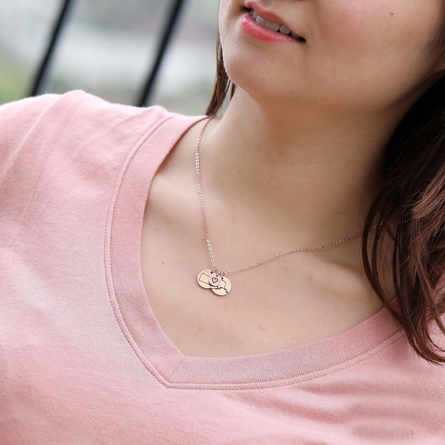 Personalized Long Distance State Necklace