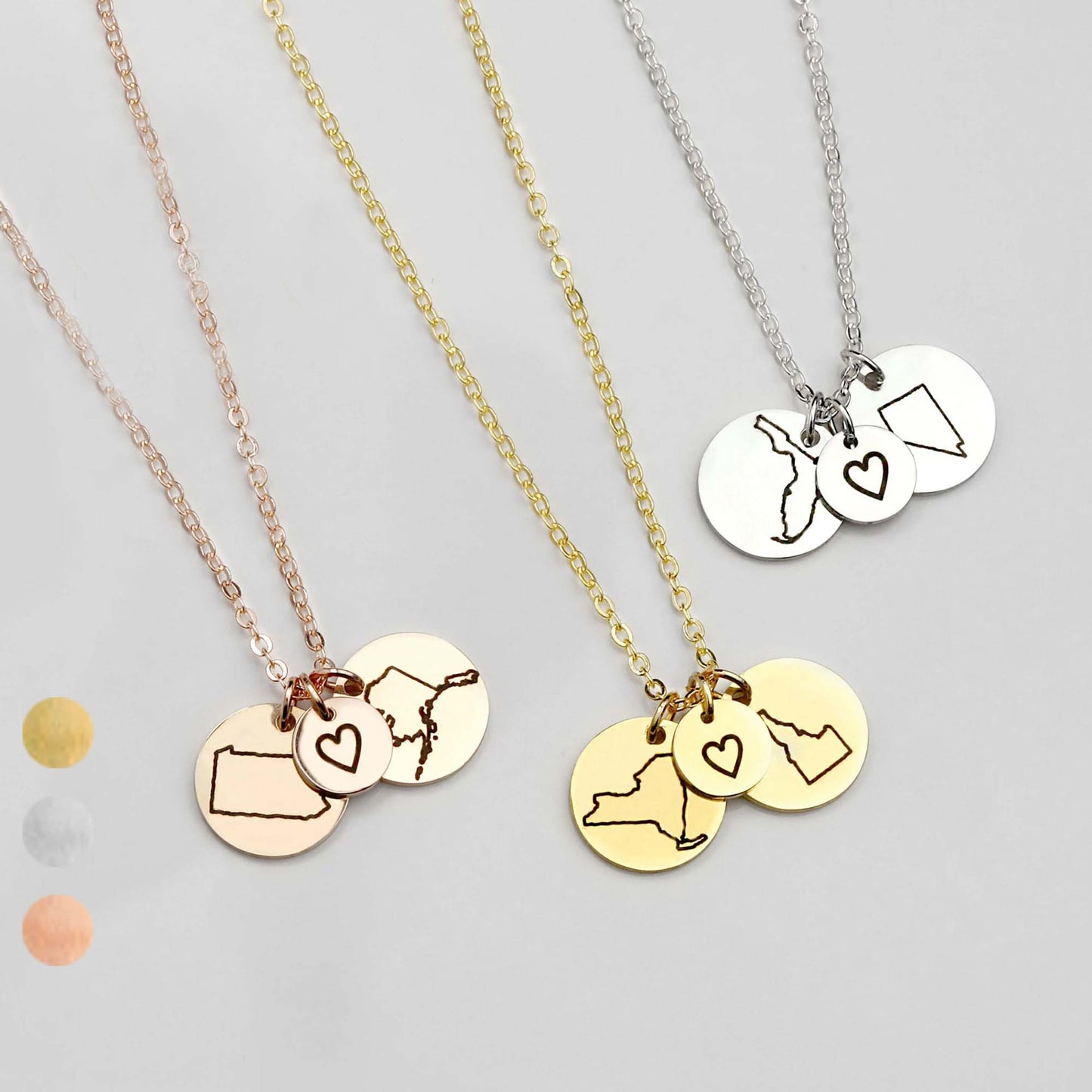 Personalized Long Distance State Necklace