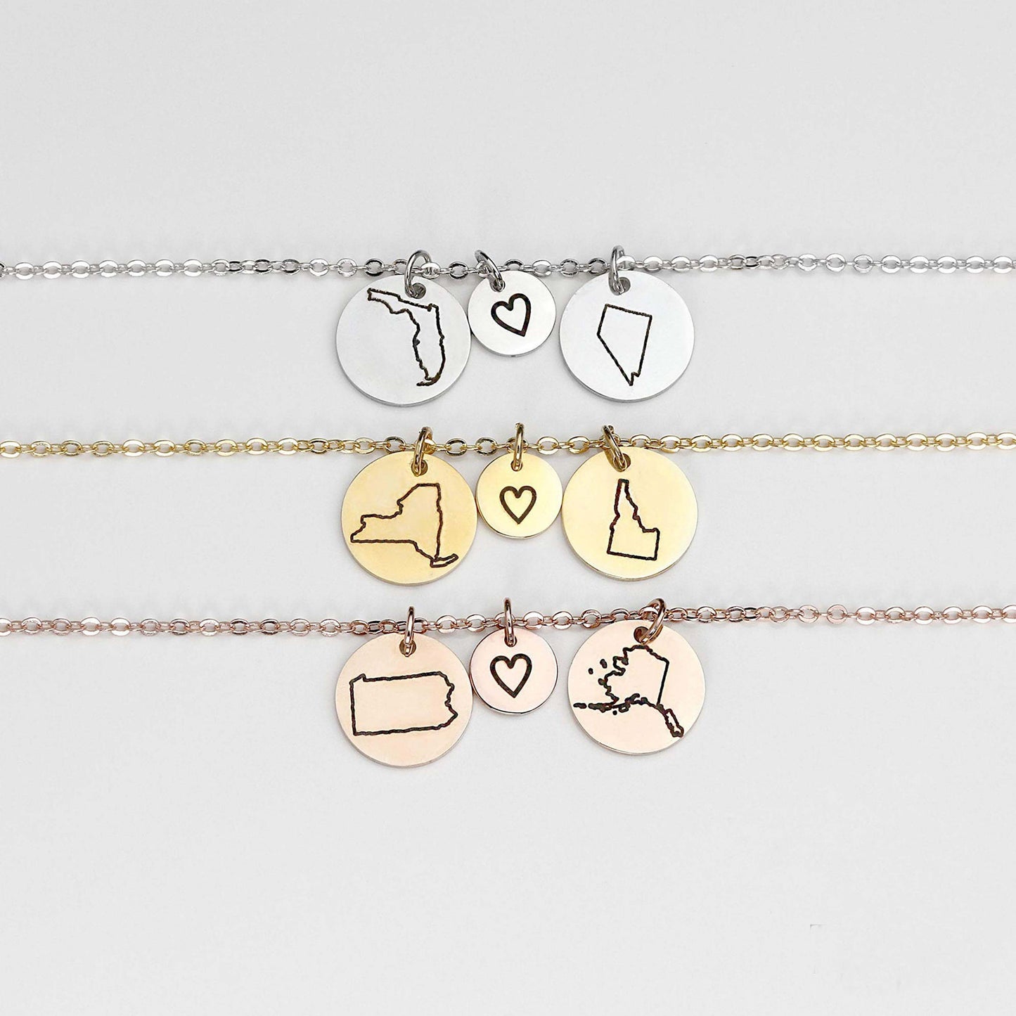 Personalized Long Distance State Necklace