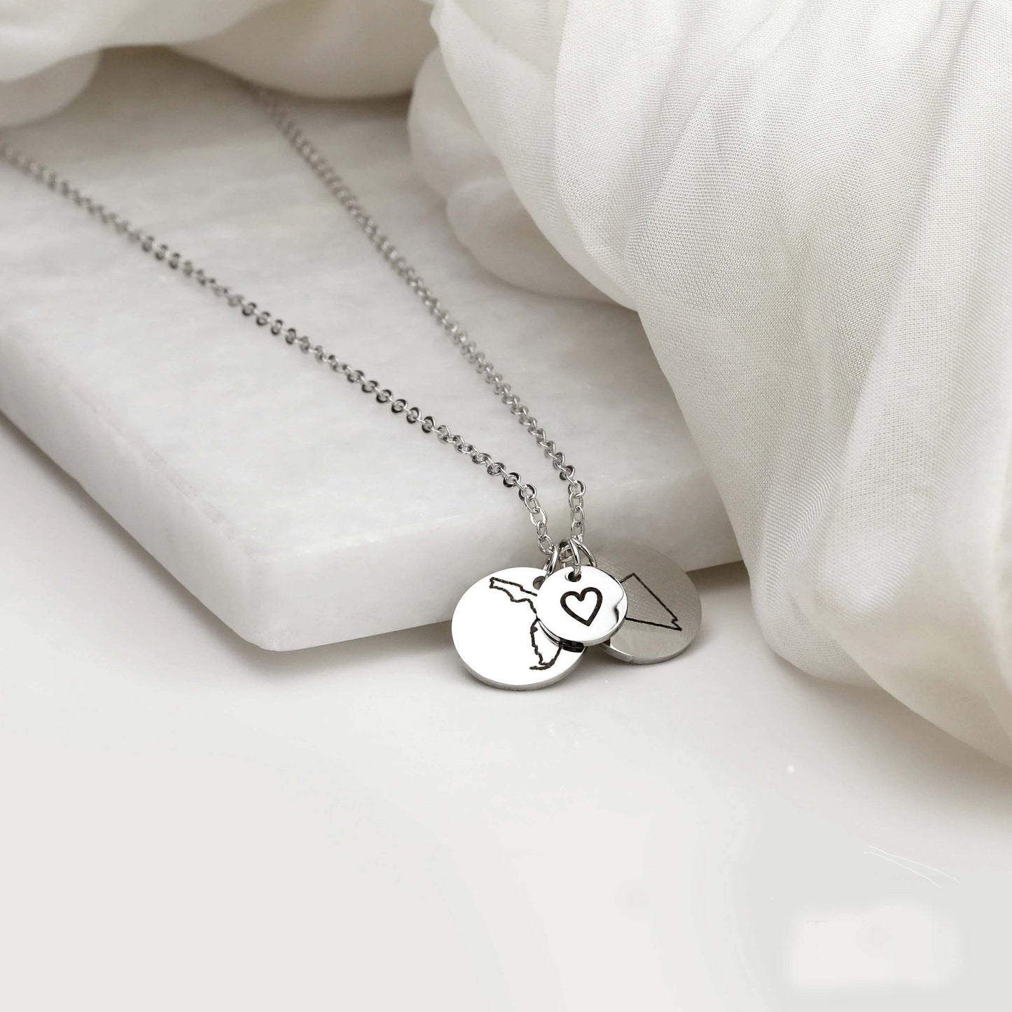 Personalized Long Distance State Necklace