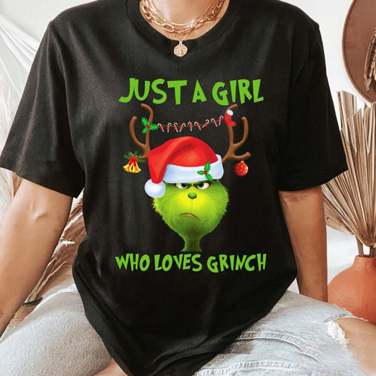 Just A Girl Who Loves Grinch Santa Angry Sweashirt