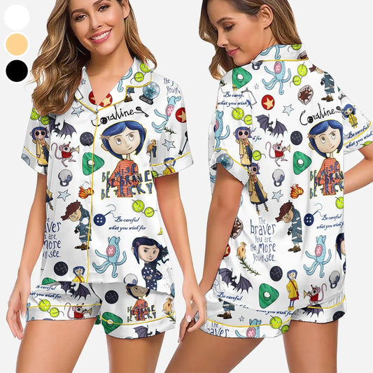 Coraline Stamp Halloween Pajamas Set