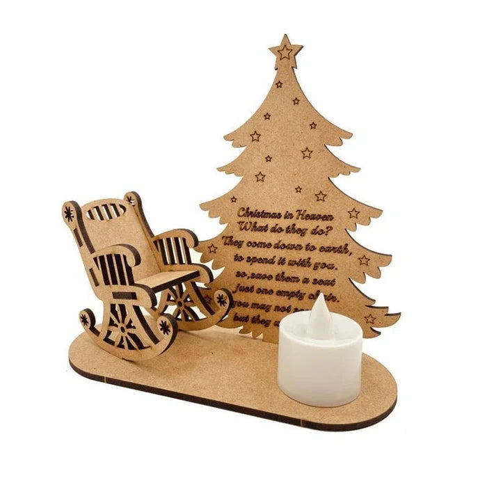 CHRISTMAS IN HEAVEN WITH CHAIR - PERSONALIZED CUSTOM CANDLE HOLDER