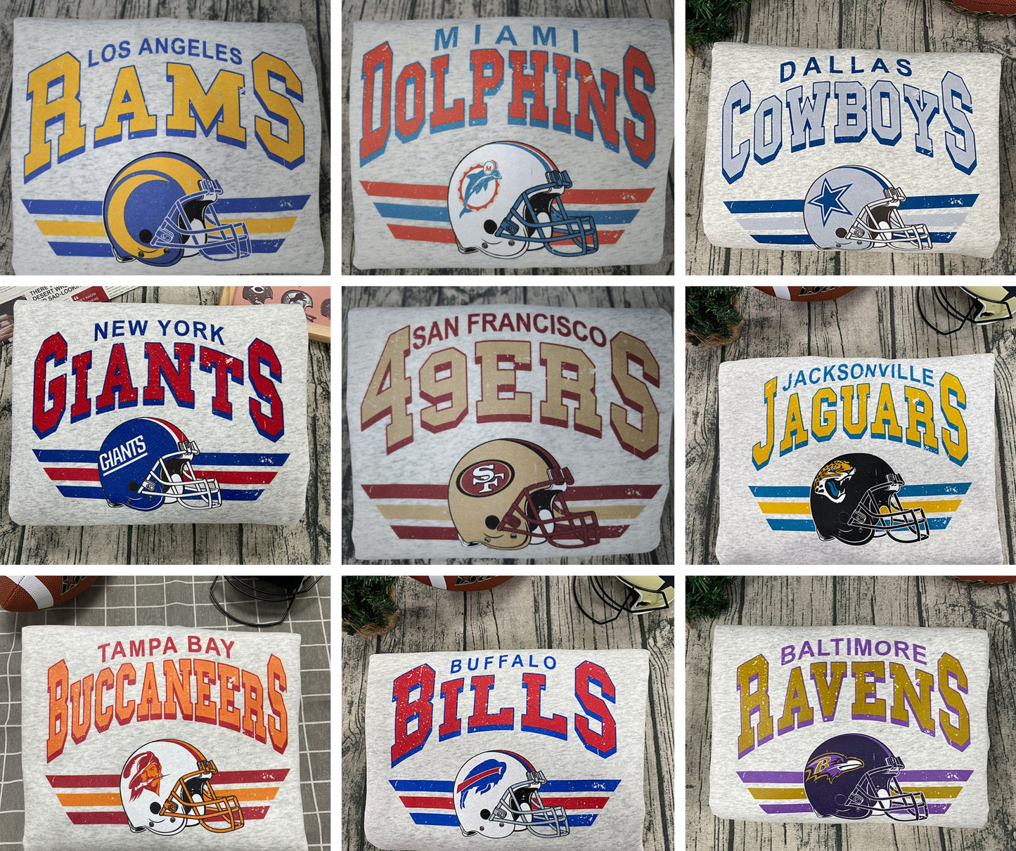 Personalized Vintage NFL Team Football Sweatshirt