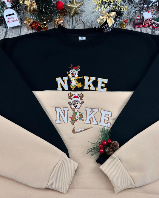 Dale and Chip Christmas embroidery sweatshirt