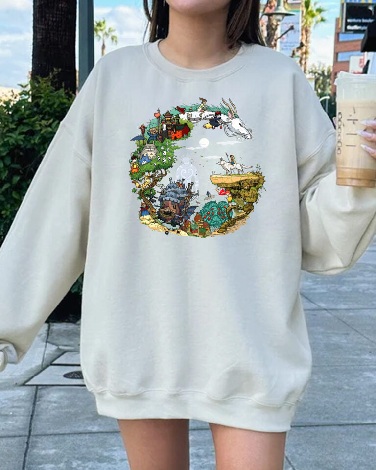 Studio Ghibli Characters Vintage Hoodie T-shirt Sweatshirt