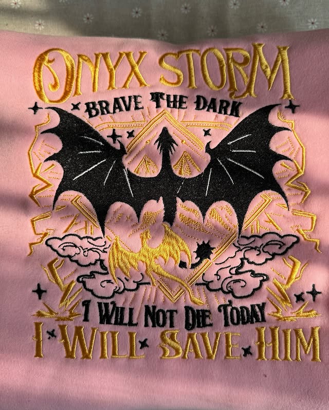 Onyx Storm Brave The Dark Embroidered Sweatshirt, Fourth Wing Series Embroidered Hoodie, Fantasy Book Shirt, Gift for Book Lover