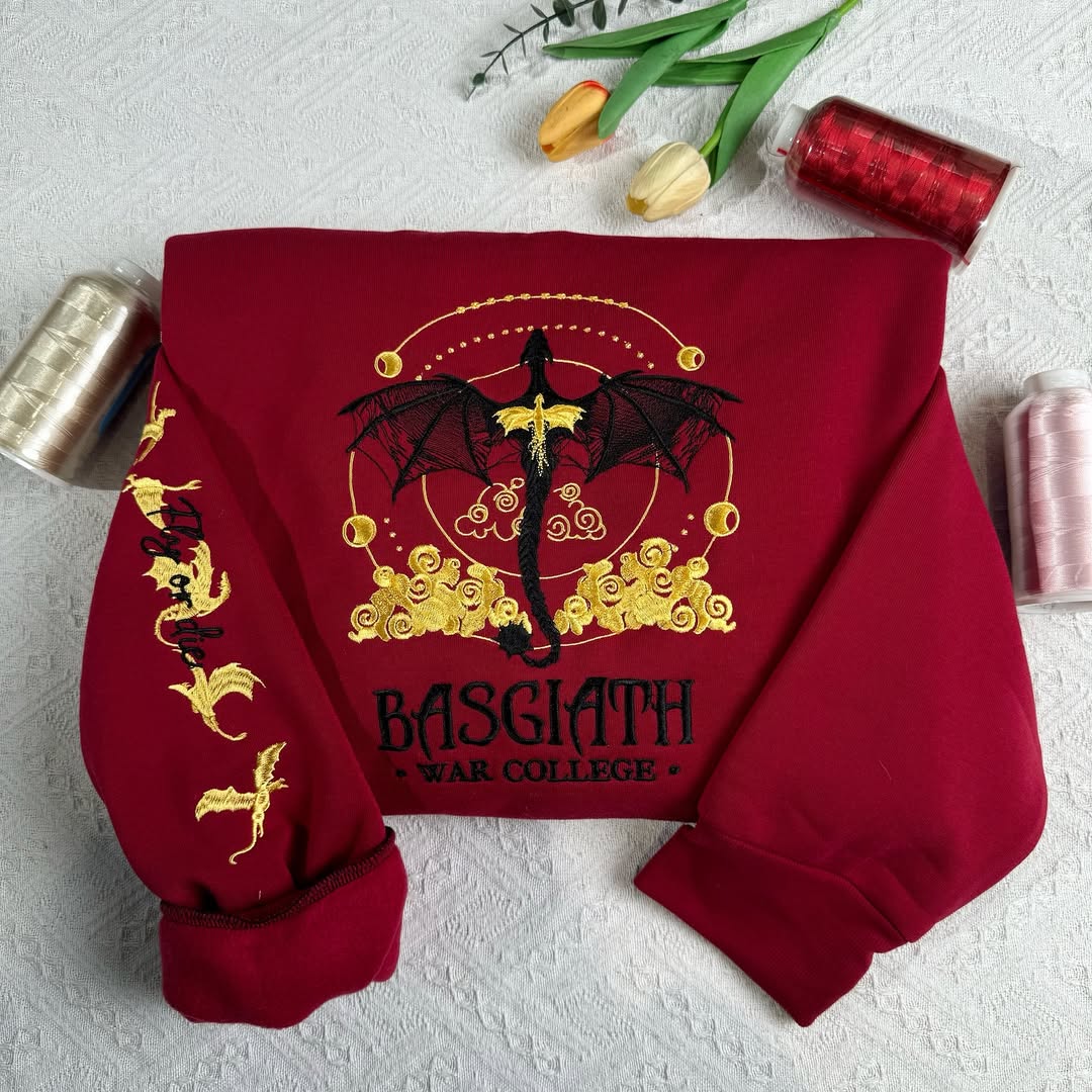 Fourth Wing Fly Or Die Embroidered Sweatshirt, Basgiath Embroidered Hoodie, Bookish Gift