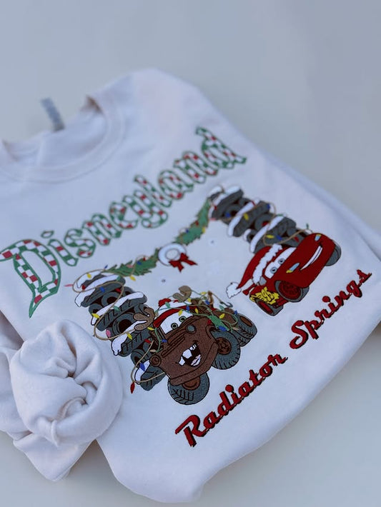 Disneyland Car MCqueen Christmas Embroidered Sweatshirt