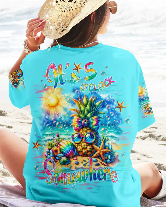 IT'S 5 O'CLOCK SOMEWHERE PINEAPPLE ALL OVER PRINT SHIRT SWEATSHIRT HOODIE