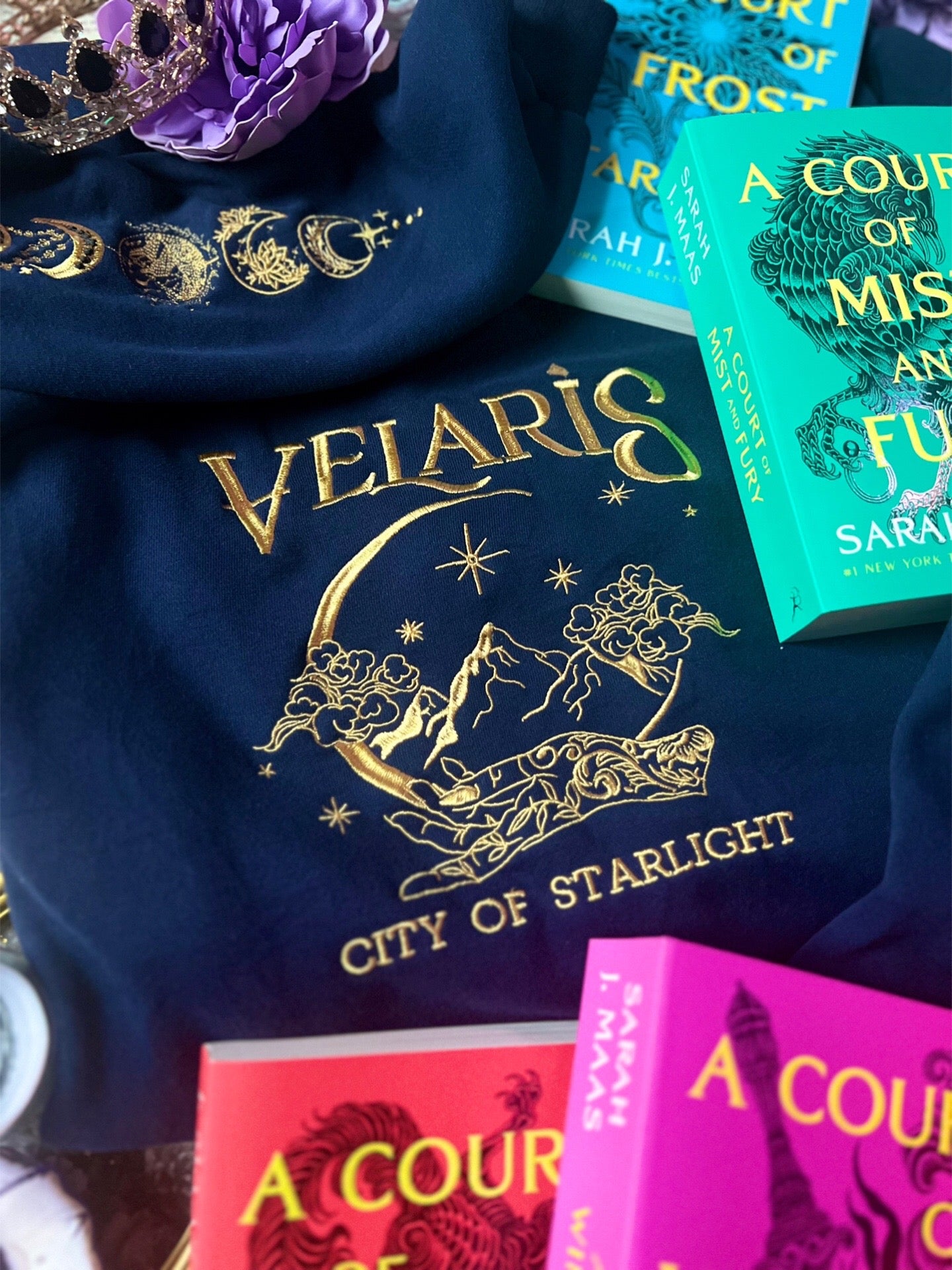 To The Stars Who Listen And The Dreams That Are Answered, ACOTAR Velaris City Of Starlight Embroidered Sweatshirt,Gift for Book Lovers