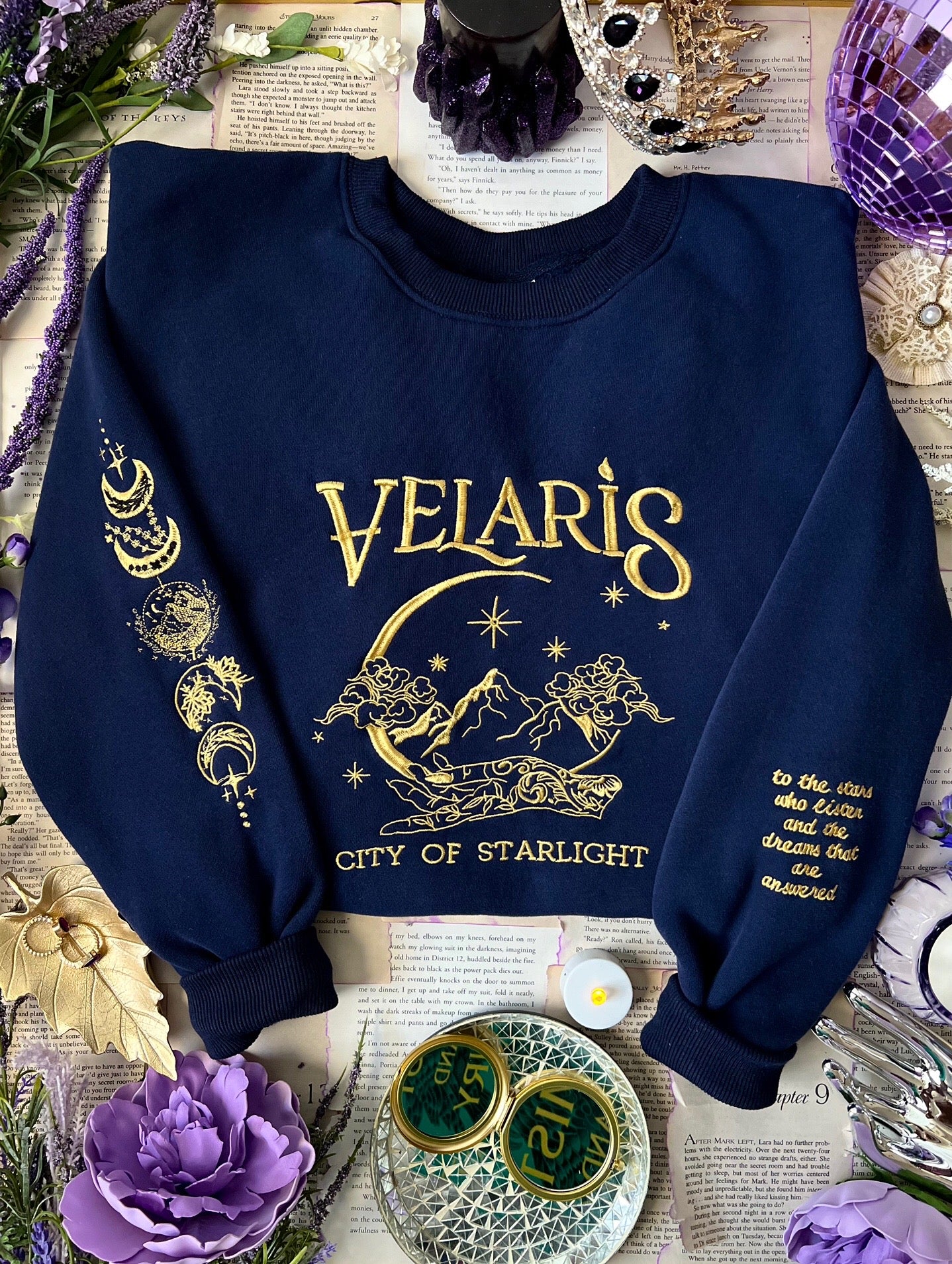 To The Stars Who Listen And The Dreams That Are Answered, ACOTAR Velaris City Of Starlight Embroidered Sweatshirt,Gift for Book Lovers