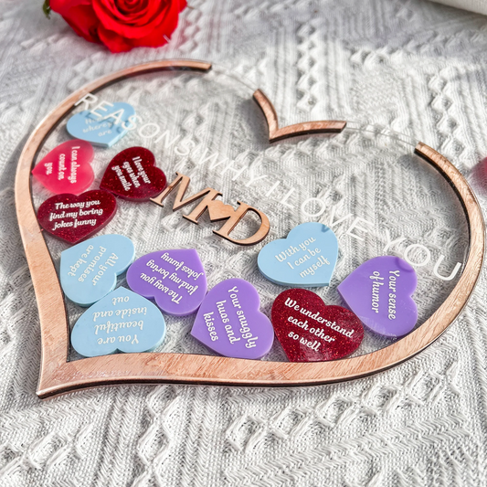 12 Reasons Why I Love You Heart Jar - Valentine'S Gift