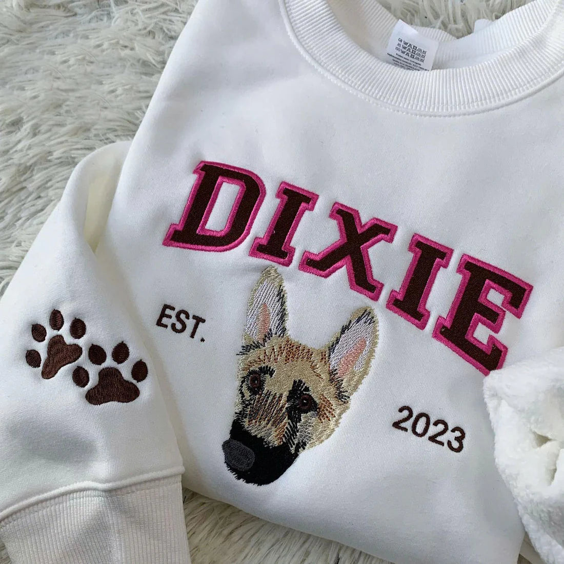 Personalized Embroidered Pet Face and Name Est Sweatshirt for Pet Lovers