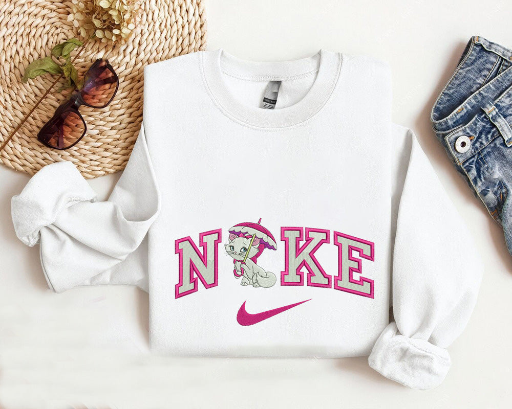 Aristocats Cat with Umbrella Nike Embroidered Sweatshirt