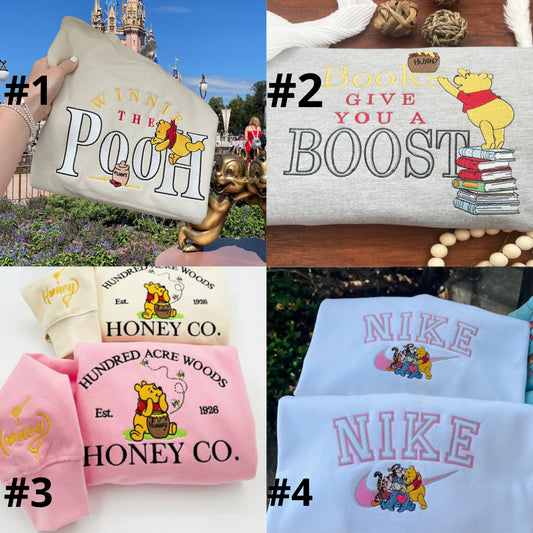 Cute Bear Winnie Pooh embroidery sweatshirt