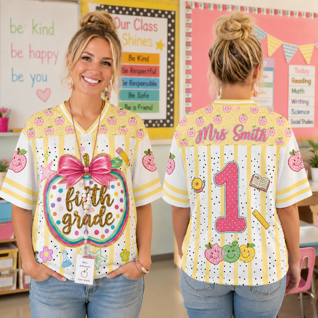 Personalized Teacher Apple Mesh Jersey