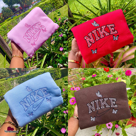 Customized Nike Butterfly Embroidered Sweatshirts