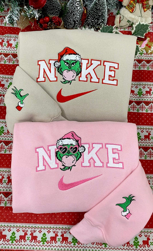 Cute Grichmas Christmas Blowing Bubble Embroidered Sweatshirt