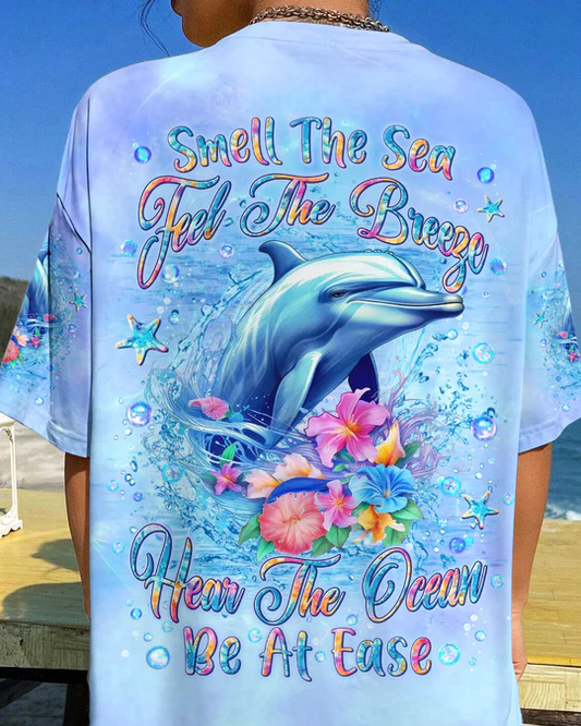 SMELL THE SEA FEEL THE BREEZE DOLPHIN ALL OVER PRINT SHIRT SWEATSHIRT HOODIE