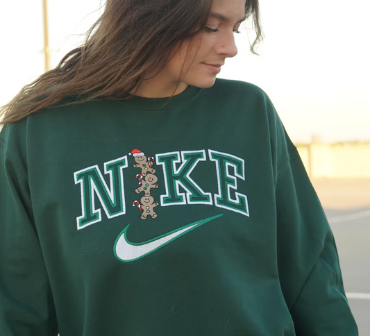 Gingerbread Trio Christmas Embroidered Sweatshirt