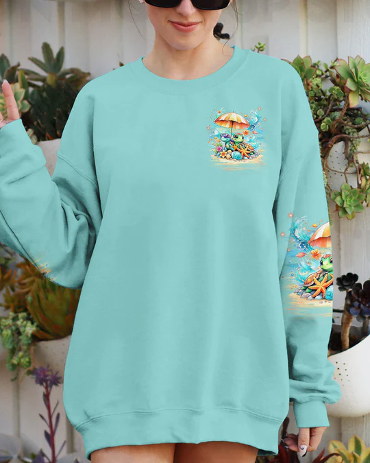 DON'T WORRY BEACH HAPPY TURTLE ALL OVER PRINT SHIRT SWEATSHIRT HOODIE