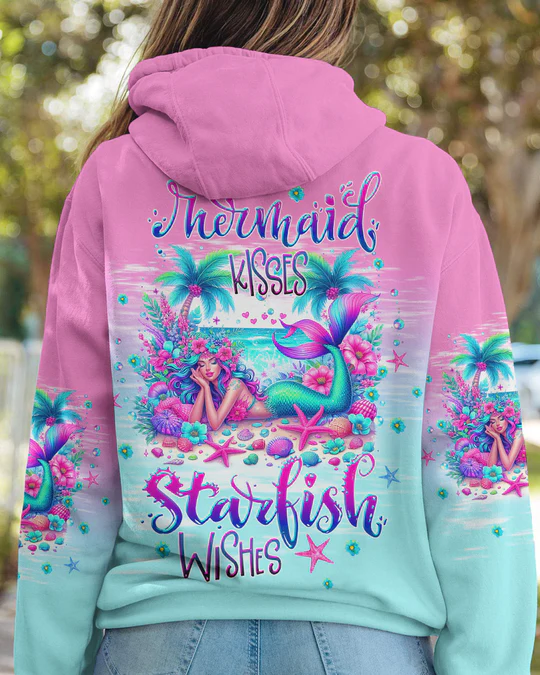 MERMAID KISSES AND STARFISH WISHES ALL OVER PRINT SHIRT SWEATSHIRT HOODIE