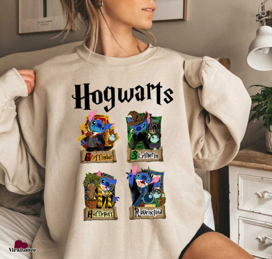 Harry Potter Hogwarts Four Houses Stitch Sweatshirt For Potterheads