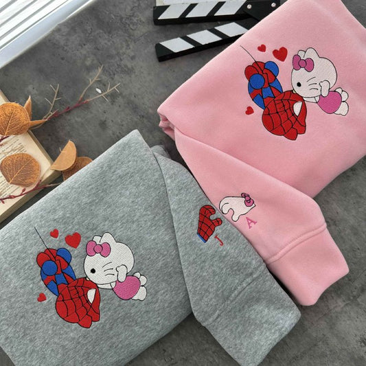 Hello Kitty Spiderman Couple cute Embroidered