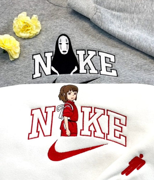 Chihiro And No Face Spirited Away Embroidered Sweatshirt