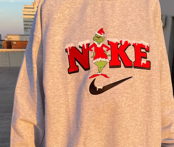 Snowy Grinch Christmas Embroidered Sweatshirt