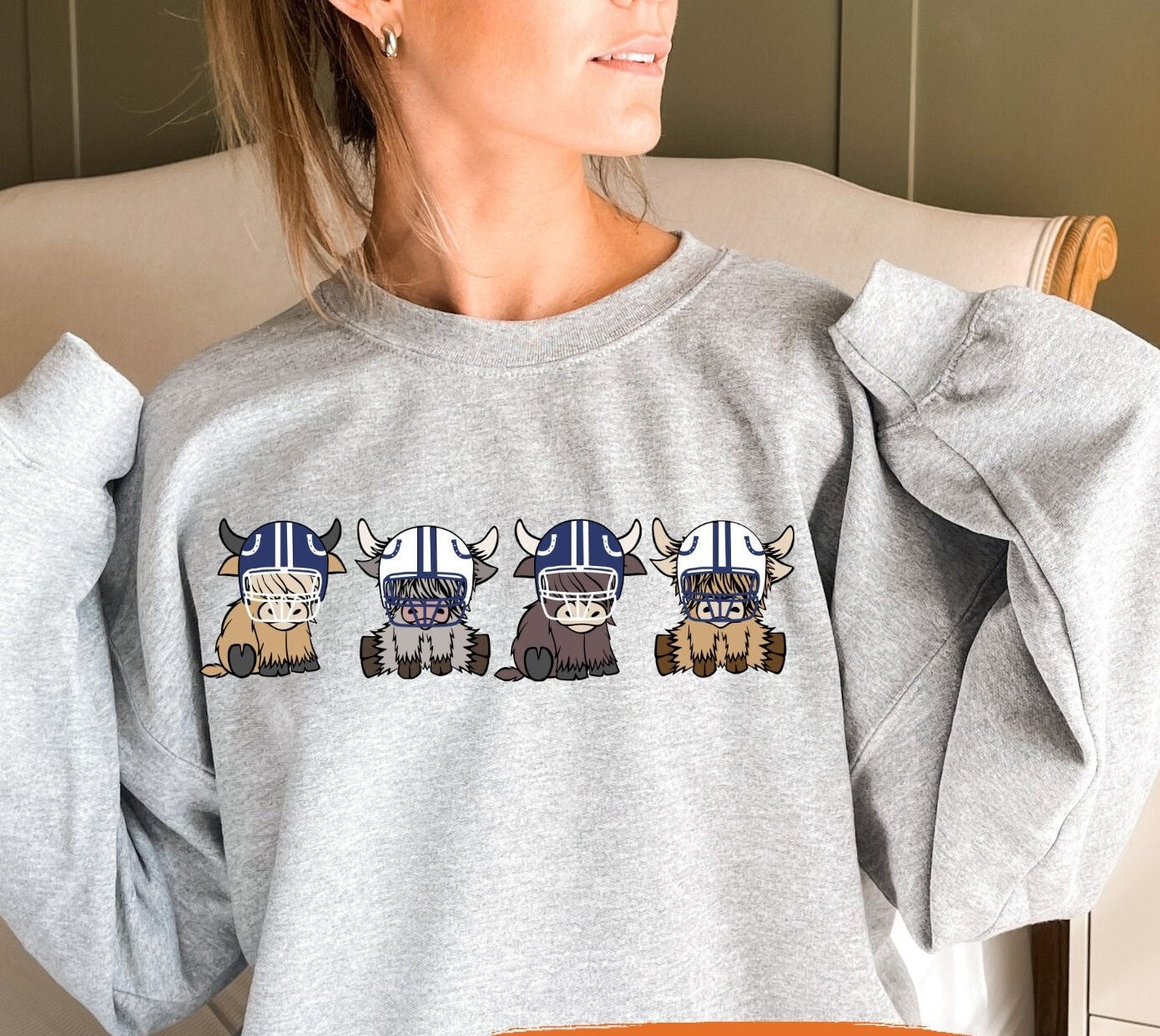 NFL Highland Cow Football Sweatshirt