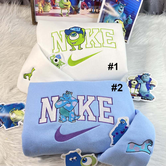 Mike Wazowski & James Sullivan Monsters Inc Disney Nike Embroidered Sweatshirt
