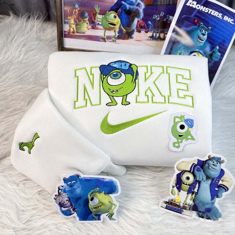 Mike Wazowski & James Sullivan Monsters Inc Disney Nike Embroidered Sweatshirt