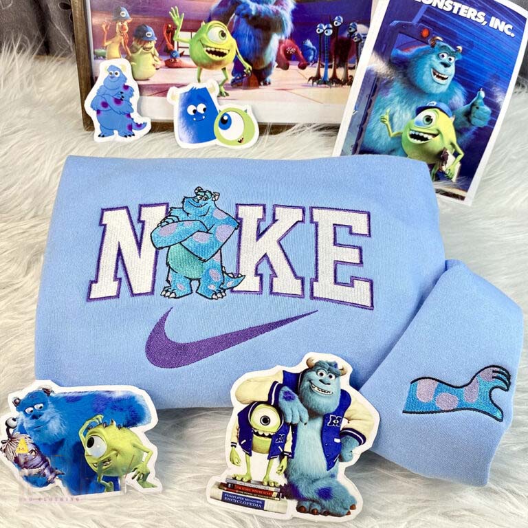 Mike Wazowski & James Sullivan Monsters Inc Disney Nike Embroidered Sweatshirt