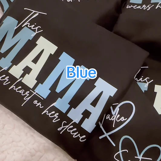 Custom This Mama Wears Her Heart On Her Sleeve Hoodie
