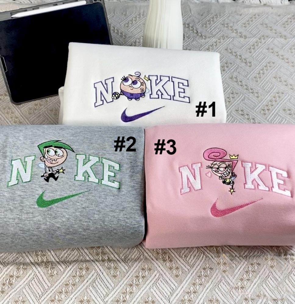 Poof Cosmo And Wanda The Fairly Odd Parents Nike Embroidered Sweatshirt