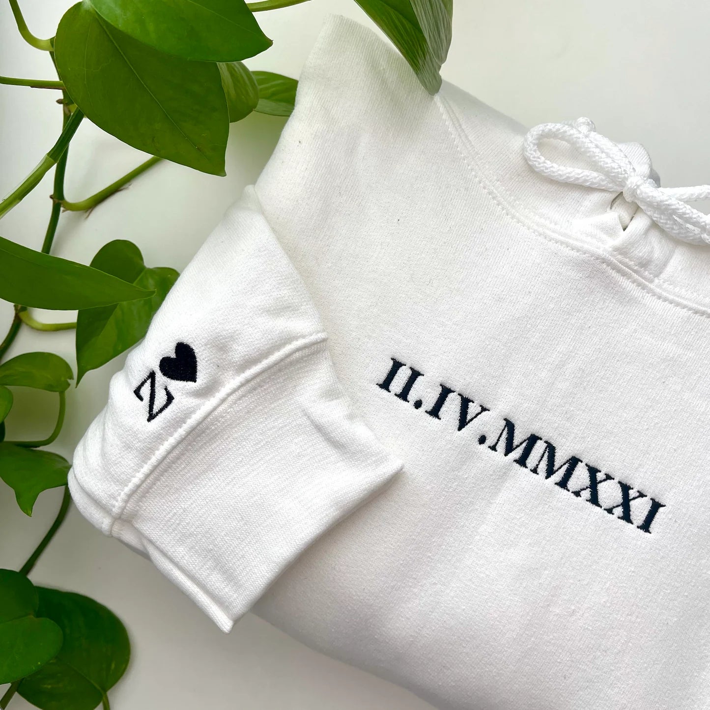 Custom Embroidered Couple Roman Numeral Sweatshirt