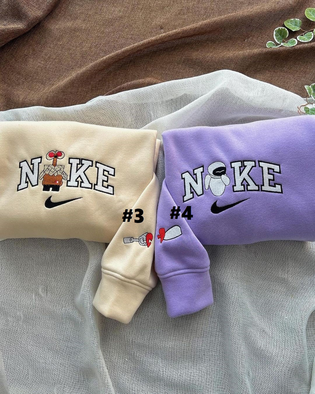 Wall E And EVE Disney Nike Embroidered Sweatshirts