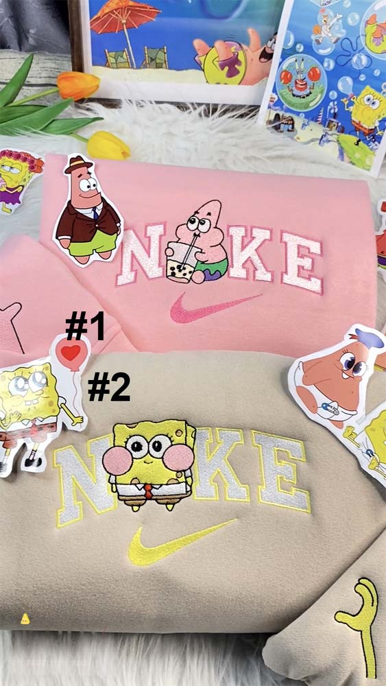 Spongebob and Patrick Chibi Embroidered Sweatshirt Ver 2