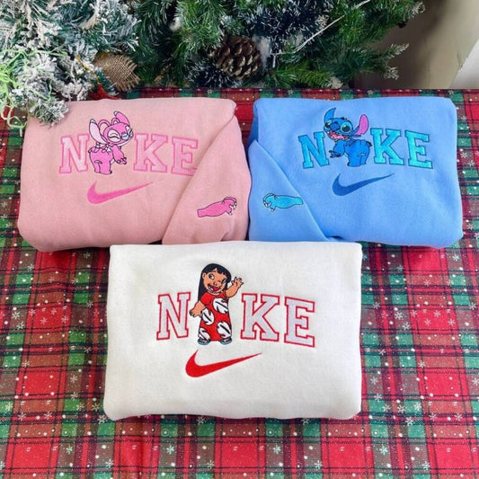 Stitch Angel And Lilo Embroidered Sweatshirts