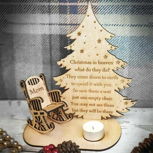 CHRISTMAS IN HEAVEN WITH CHAIR - PERSONALIZED CUSTOM CANDLE HOLDER