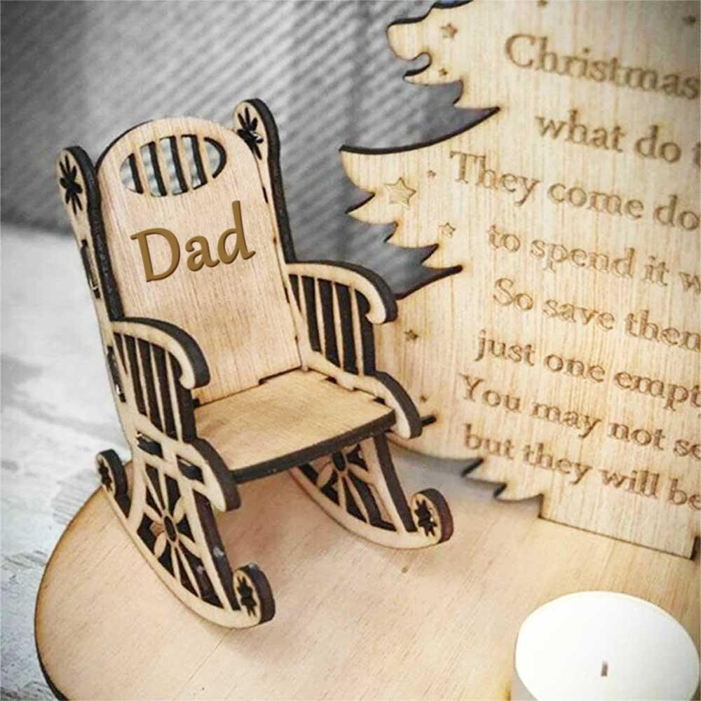 CHRISTMAS IN HEAVEN WITH CHAIR - PERSONALIZED CUSTOM CANDLE HOLDER