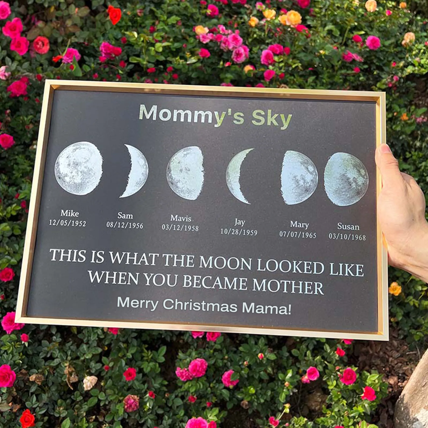 Custom Moon Phase Frame With Text & Date- Mommy's Universe