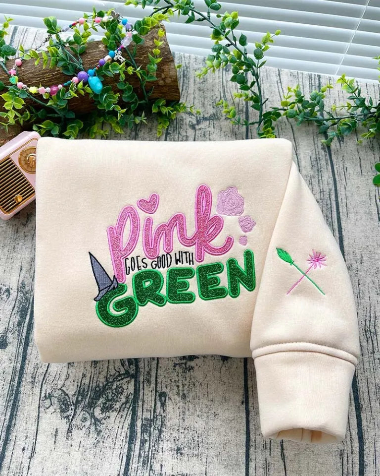 Pink & Green Magic (Wicked) – Embroidered Sweatshirt