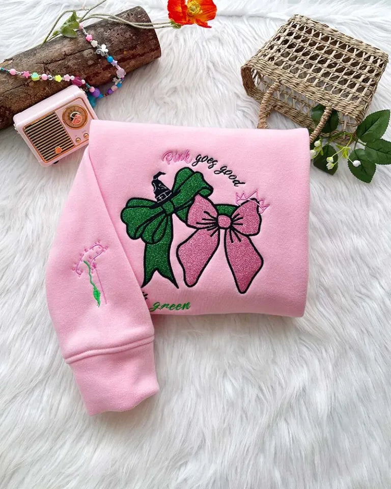 Pink & Green Magic (Wicked) – Embroidered Sweatshirt