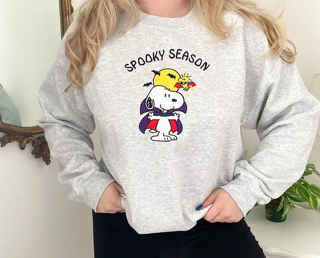 Spooky season snoopy Halloween Embroidered sweatshirt