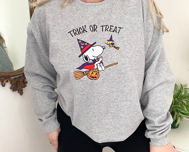 Trick or treat snoopy Halloween Embroidered sweatshirt